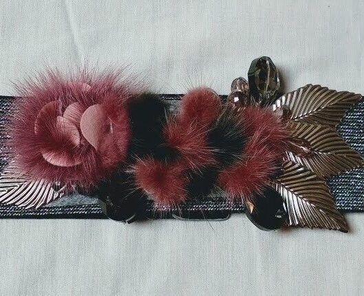 Cinturón mujer vintage plateado con piedras metal y piel Nuevo