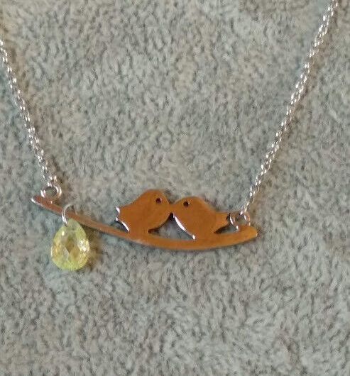Collar pajaritos y piedra gargantilla mujer  Plata de Ley Rodiada  Nuevos (106)