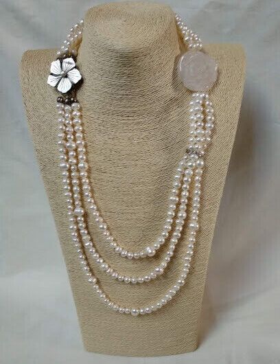 Collar perlas barrocas naturales con madreperla  Nuevo con etiquetas(105)