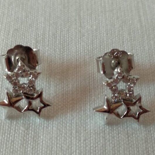 Pendientes Plata de Ley 3 estrellas presión Nuevos