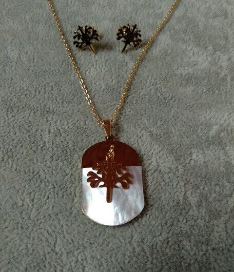 Collar gargantilla y pendientes  acero con baño dorado   Nuevos (106)