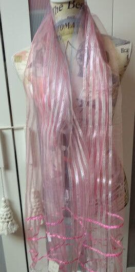 Fular translucido color rosa de seda (134)