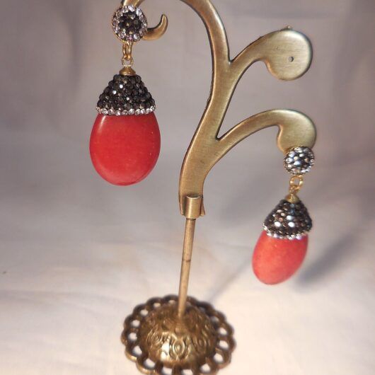 Pendientes piedra natural color teja