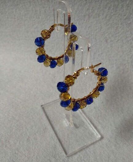 Pendientes acero dorados anti-alergicos con cristal de roca Nuevos