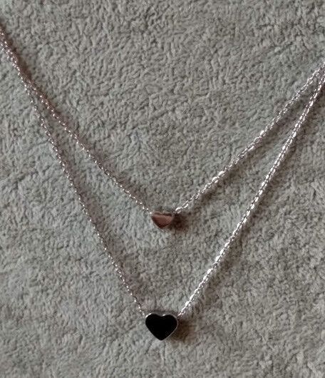 Collar gargantilla doble acero antialergico con colgantes corazon Nuevos (106)