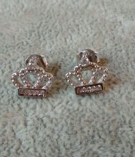 Pendientes Plata de Ley 3  corona real presión Nuevos (106)