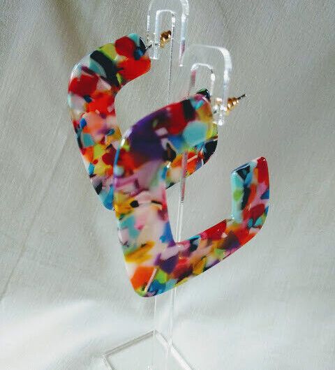 Pendientes bisutería acetato mujer  cierre presión nuevo con etiquetas