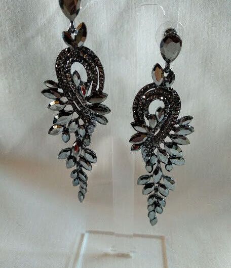 Pendientes fantasía largos fiesta cristal  presión nuevo con etiqueta (106)