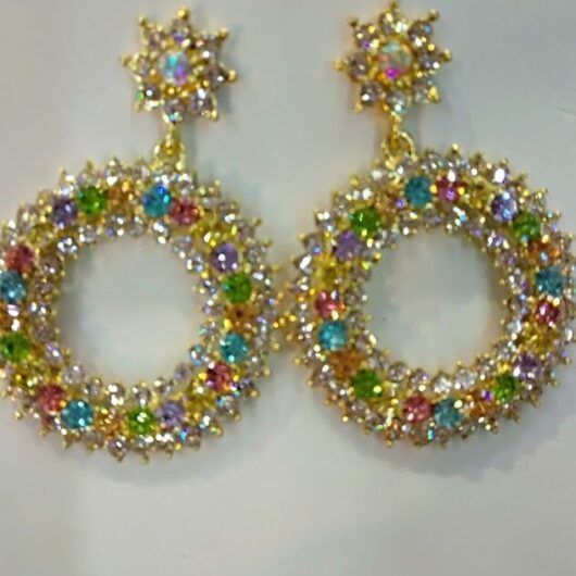 Pendientes largos de cristal multicolor mujer elegantes boda