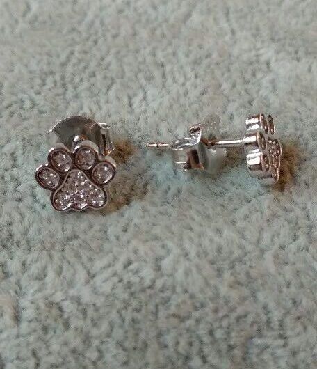 Pendientes Plata de Ley 3  huella perro presión Nuevos (106)