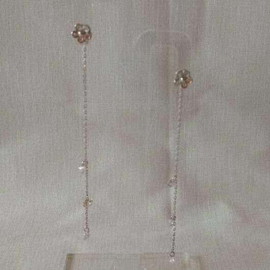 Pendientes  Plata de Ley largos con circonitas presión Nuevos