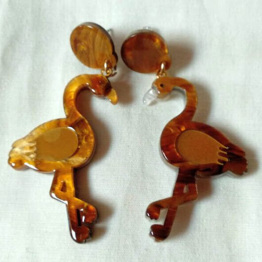 Pendientes acetato mujer juvenil forma flamenco Nuevos