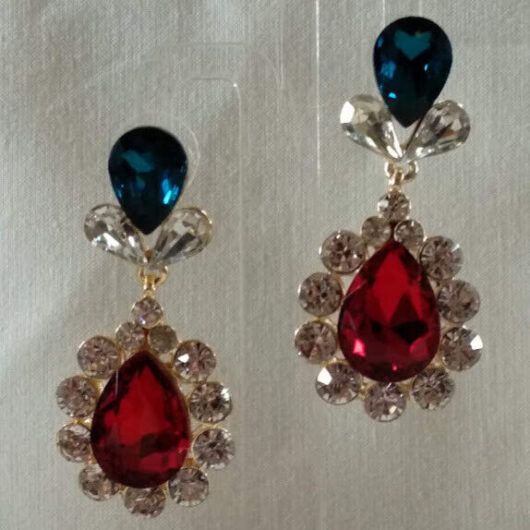 Pendientes mujer fantasía cristal lagrima cierre de presión Nuevos (106)