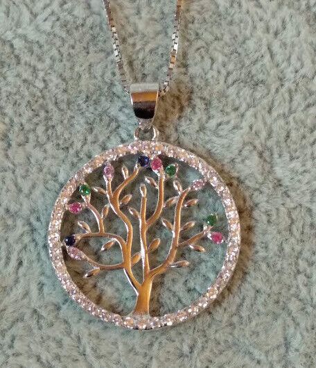 Collar con colgante Arbol de la vida Plata de Ley Rodiada  Nuevos (106)