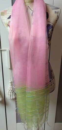 Fular 100% seda combinado colores con cuentas de cristal (134)