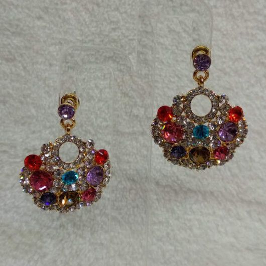 Pendientes bisutería mujer dorados con piedras multicolor cierre de presión