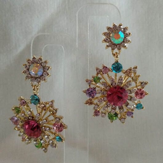 Pendientes mujer fantasía  cristal cierre de presión Nuevos (106)