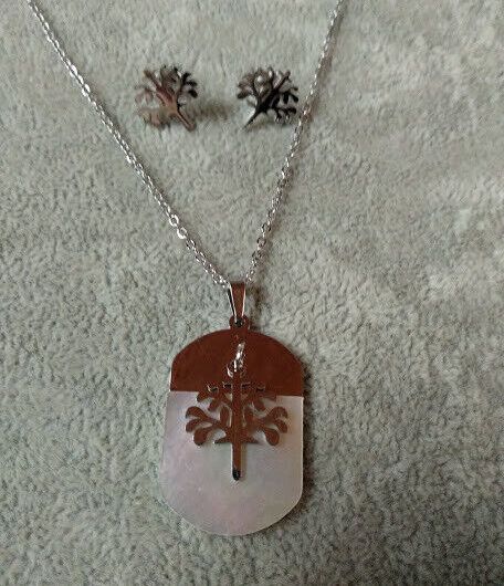 Collar gargantilla y pendientes  acero antialergico con colgante  Nuevos (106)