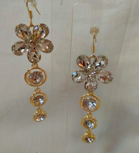 Pendientes bisutería mujer largos modelo Flor gancho abierto Nuevos