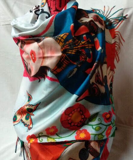 Pasmina Cashmere estampado chica con perros Nuevo con etiquetas (105)